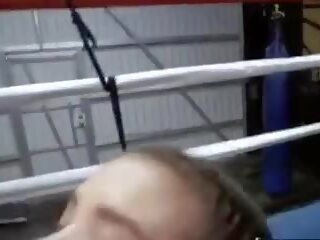 Skinny Brunette Sucks and Fucks on the Boxing Ring: adult film 0c