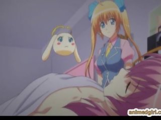 Busty hentai daughter hard fucked wetpussy by shemale anime in front of her lover