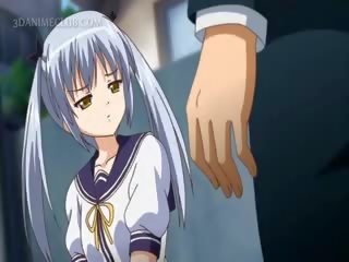Apdullinātas anime skola divinity licking kāts uz tuvplāns