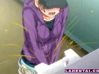 การ์ตูนญี่ปุ่น adolescent บน the ห้องน้ำ