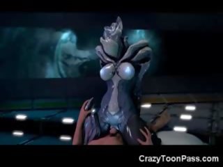 3D Creepy Alien girlfriend Rides Human Dick!