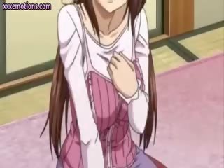 Remaja anime muda perempuan mendapat putting menjilat